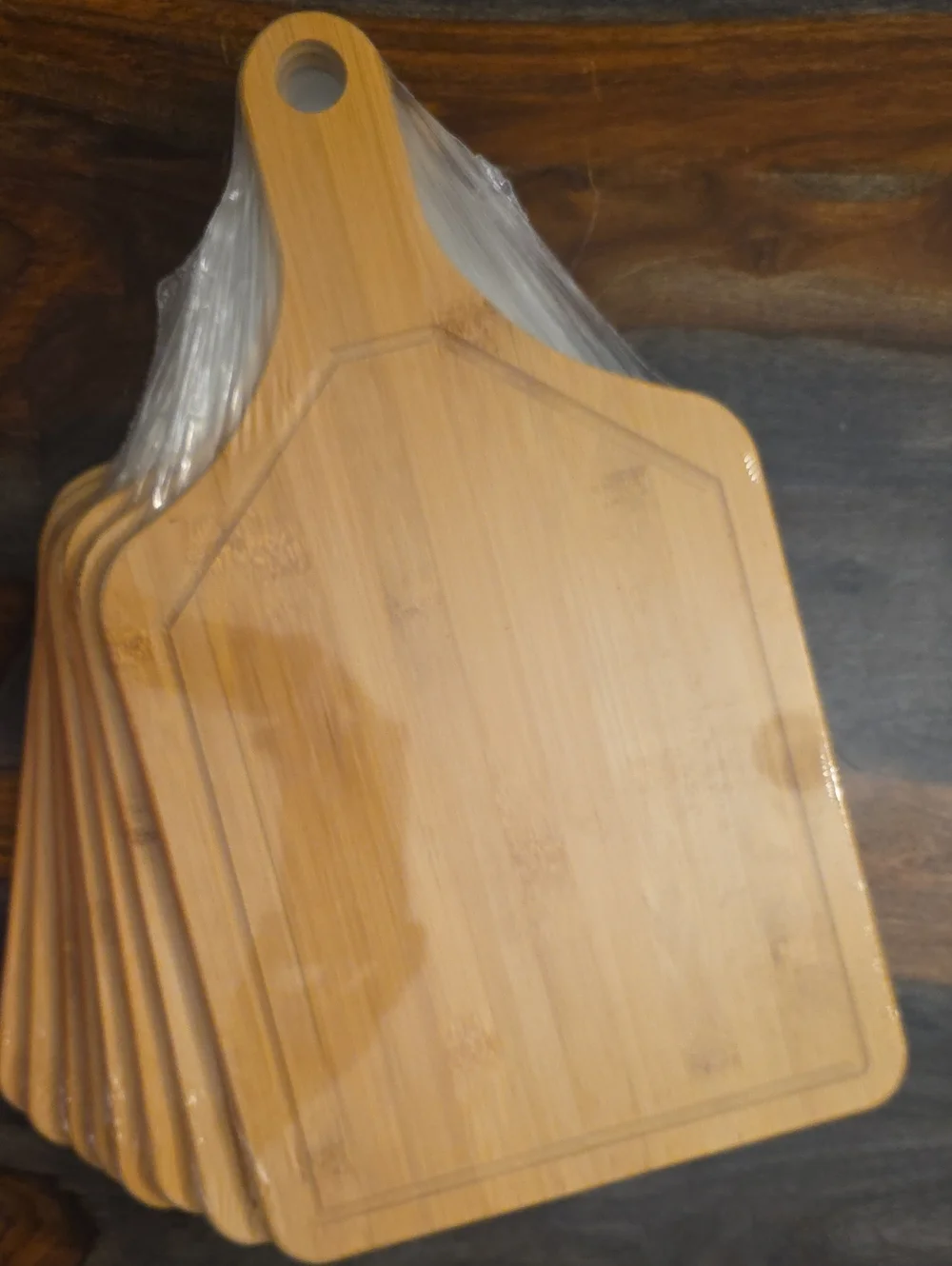 Bamboo Cutting Board with Handle - Natural Brown, Set Of 8. Brand New